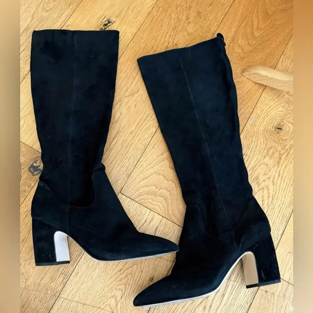 Sam Edelman Knee High Suede Boots Black Women’s 10.5 EUC